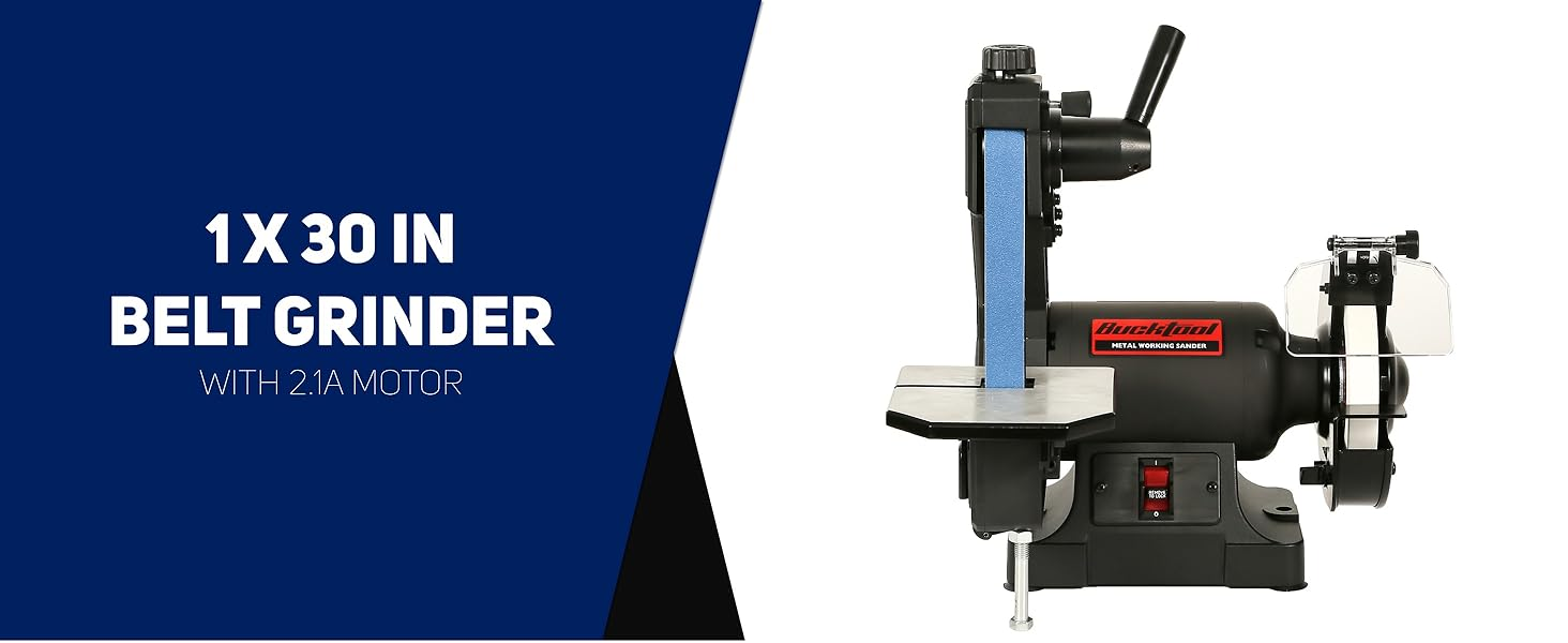 Revolutionize Your Craft with the Bucktool 1x30-inch Belt Grinder & 6-inch Grinder Combo – The Ultimate Tool for Precision Shaping and Sharpening! - Bucktool
