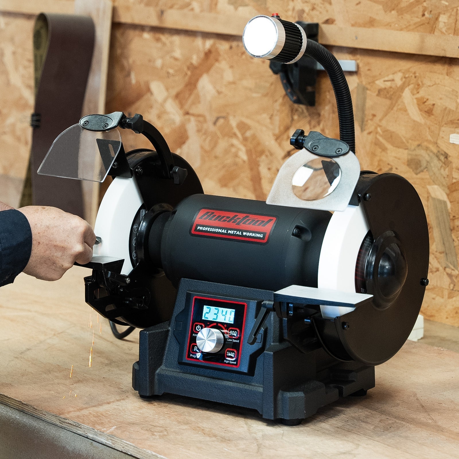 Bucktool 8″ VFD 1HP Variable Speed Bench Grinder (TDS-I200VL) - Bucktool