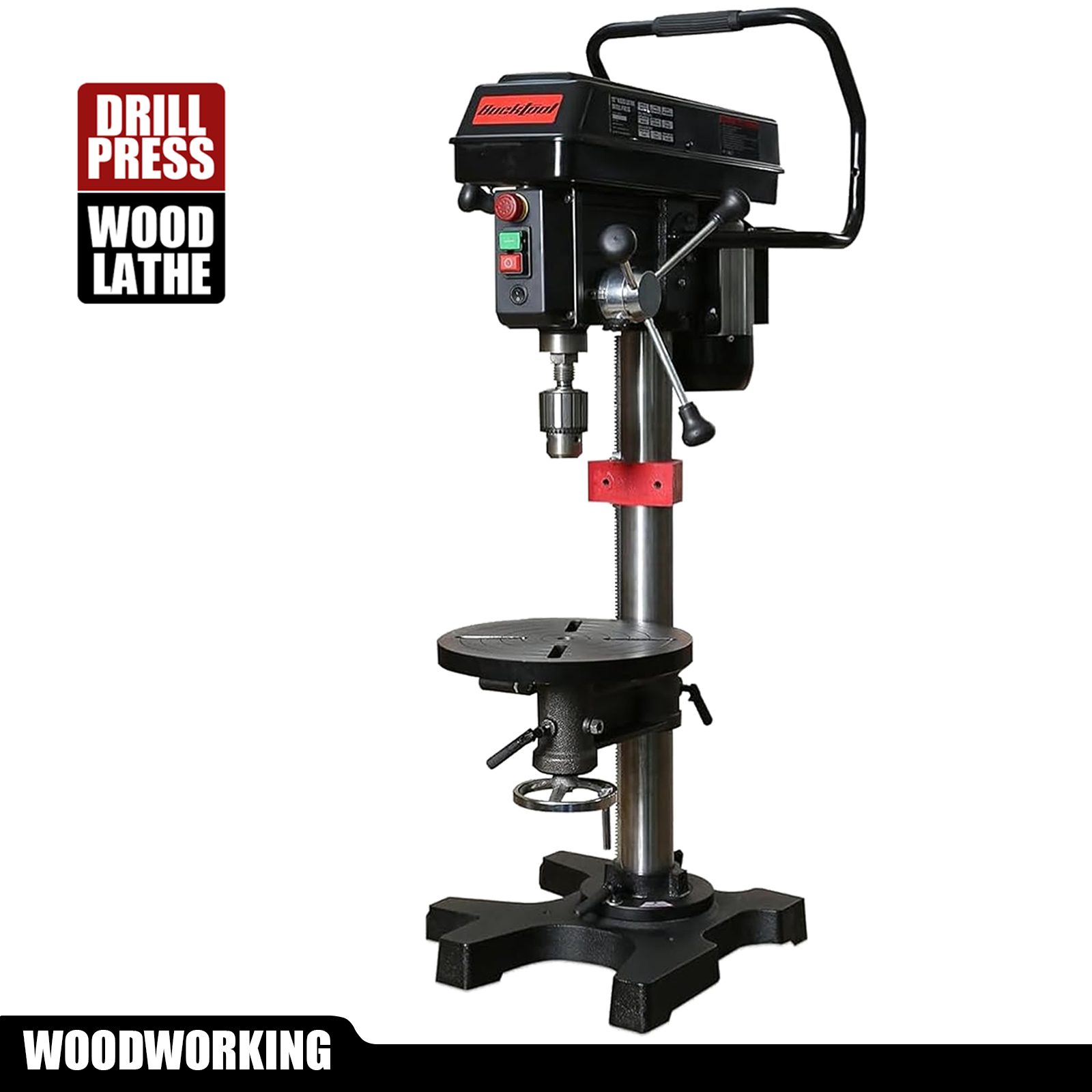 BUCKTOOL Drill Press and Wood Lathe Combo, 3/4HP 12" 6.2Amp 580-3200RPM Variable Speed Benchtop Drill Press and 12"x17" Wood Lathe