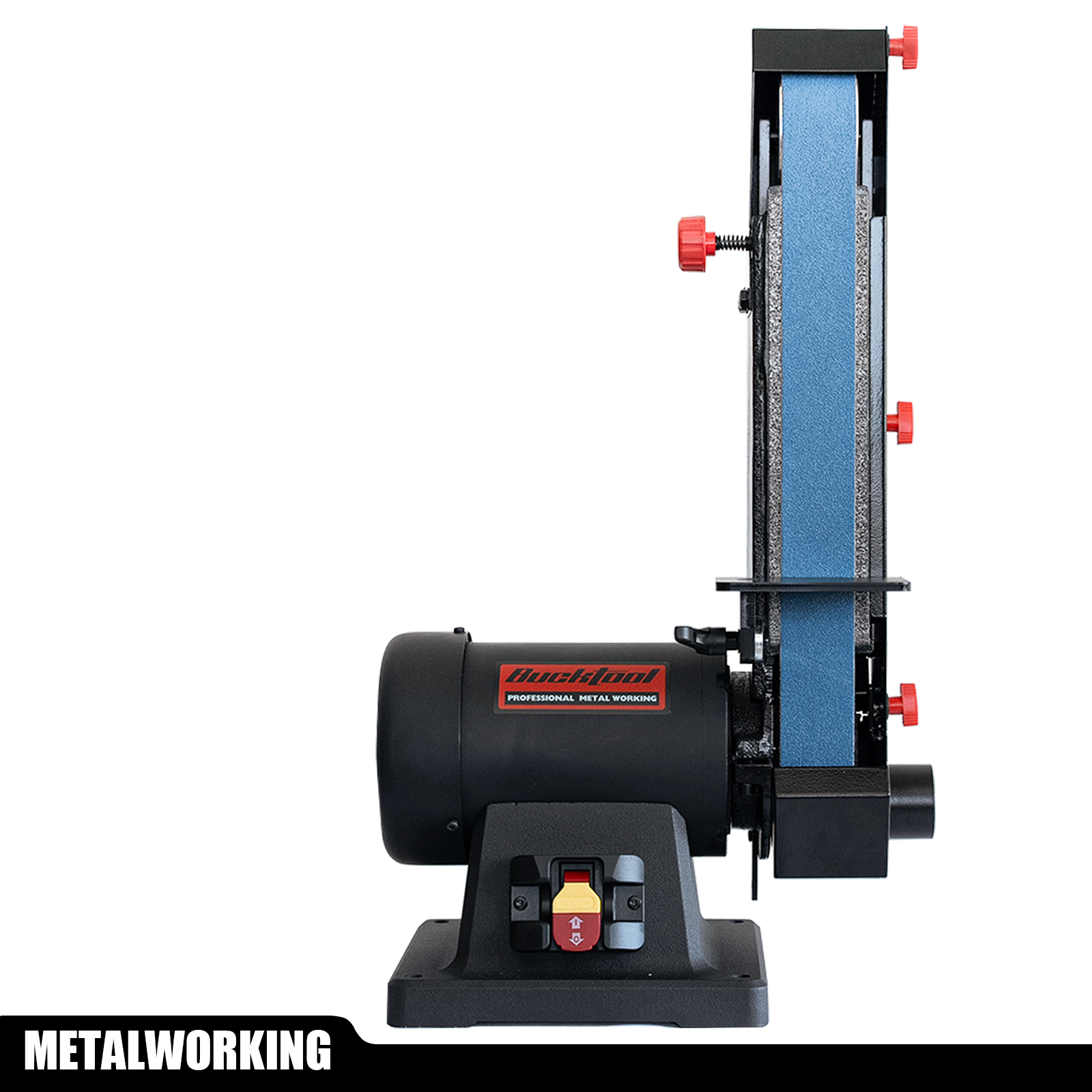 BUCKTOOL 1HP 2×48 Inch 4500 FPM Bench Belt Sander with Iron Base & Pla
