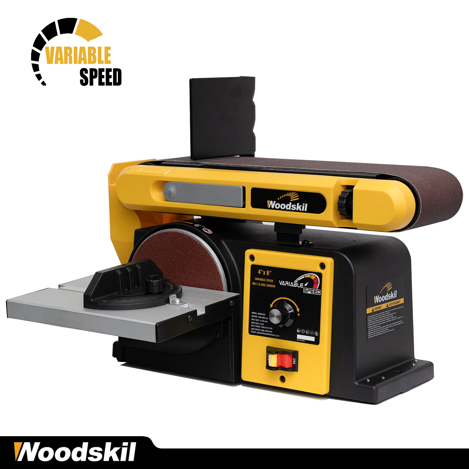 Woodskil 4.5-Amp Belt & Disc Sander Combo, 4x36 in. Belt & 6 in. Disc Sander with 3/4HP Motor, Upgraded Model