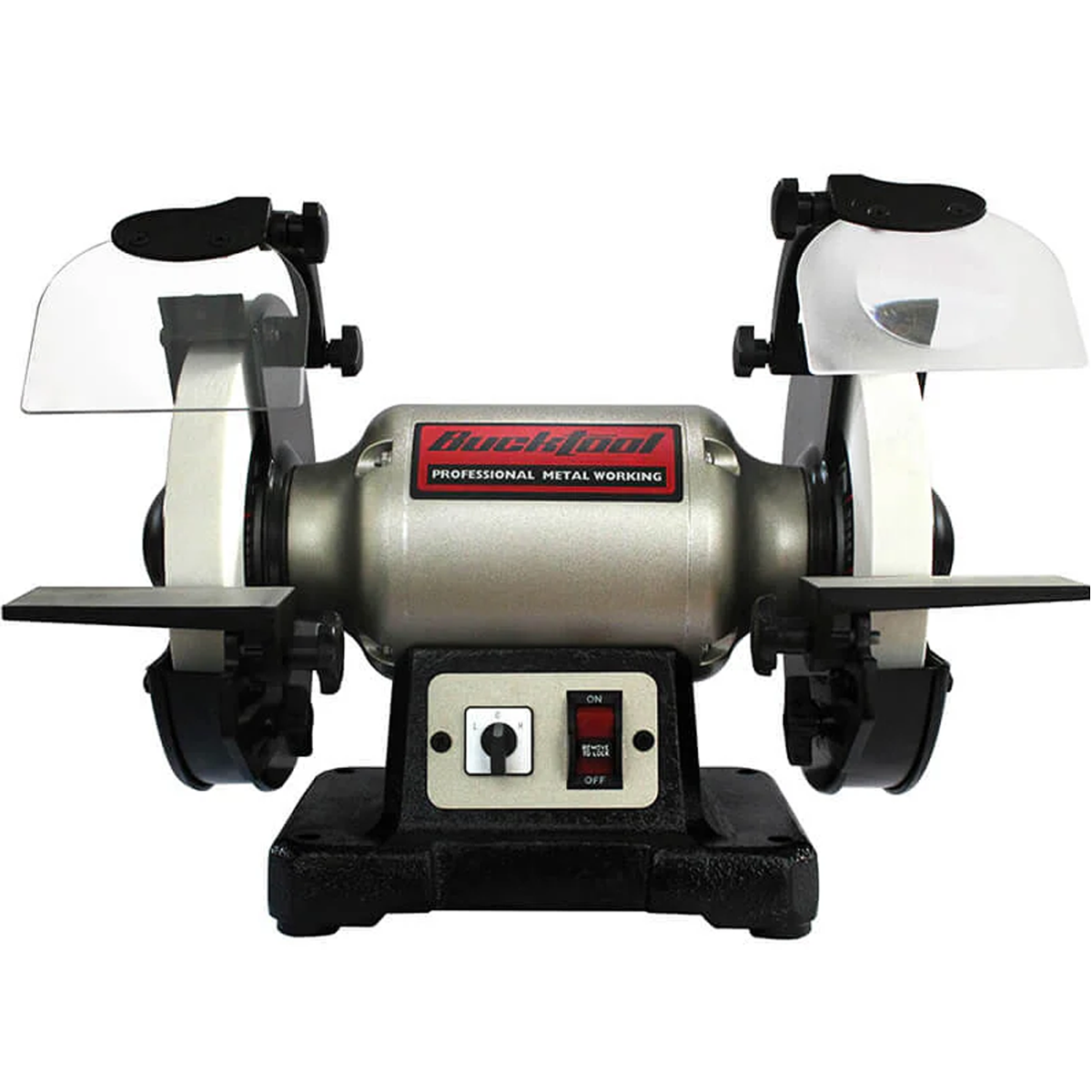 BUCKTOOL Bench Grinder and Buffer, 8-Inch Dual-Speed Professional Grinder with Low/High Speeds and Cast Iron Base, TDS-200DS