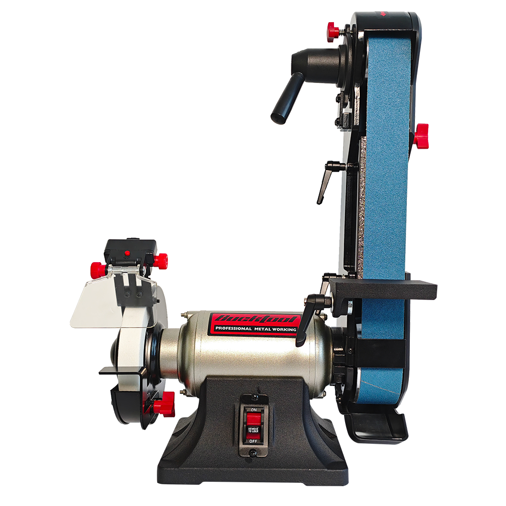 Bucktool Combo 2" x 42" Belt Sander 6" Bench Grinder, Knife Sharpener with Large Work Table