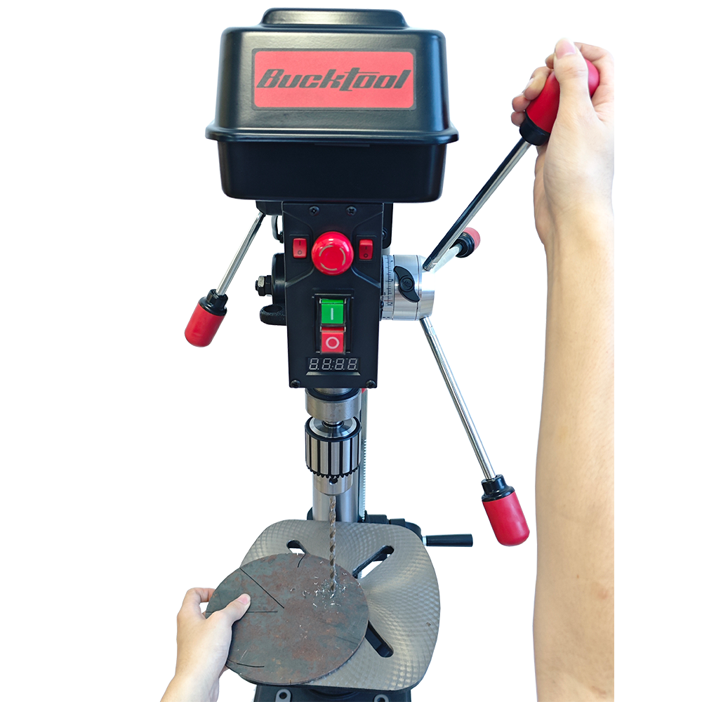 BUCKTOOL Bench Drill Press, 12-Inch, 6.2A, 3/4HP Variable Speed with Laser Guide and Work Light