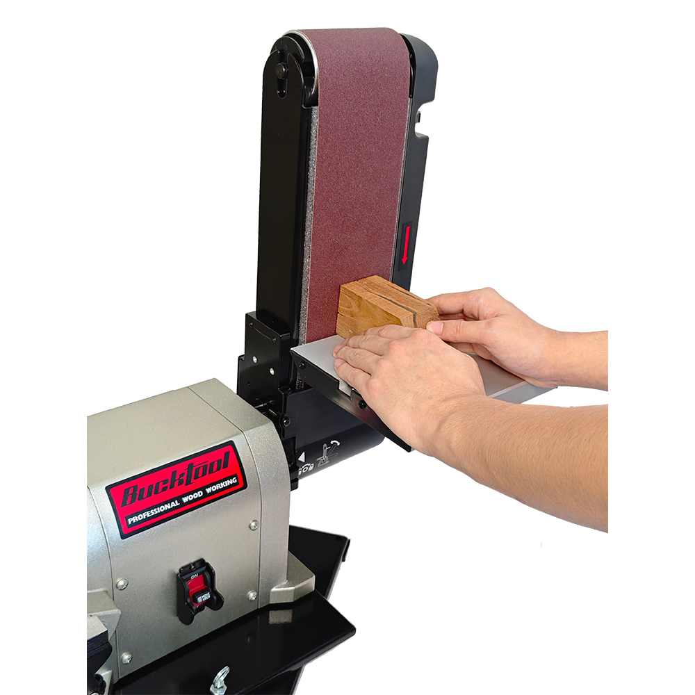 BUCKTOOL 4″ x 36″ Belt Sander & 8″ Disc Bench Sander with 3/4 HP Direct-Drive Motor, Rotating Base & Dust Collection Kit for Woodworking