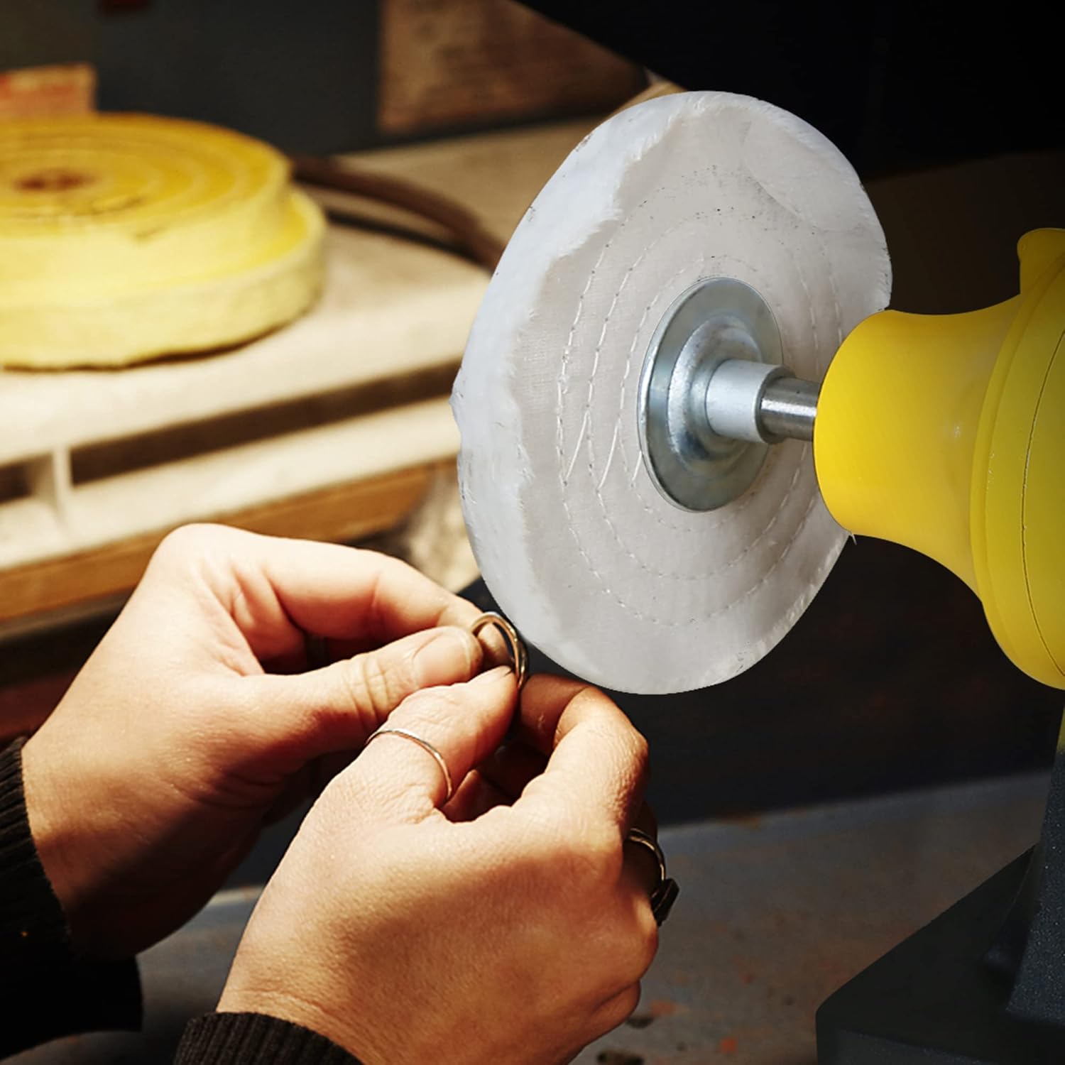 4.0A Bench Buffer Polisher, 6 Inch Jewelry Buffer Polishing Machine, 3450 RPM Bench Polisher TLG-150BGC-A