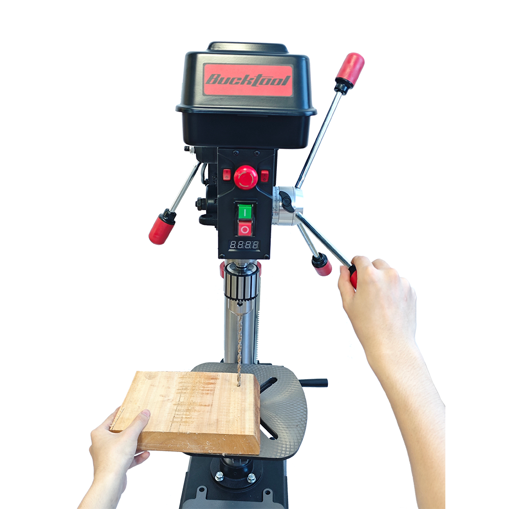 BUCKTOOL 12-Inch 6.2A Bench Drill Press, 3/4 HP Variable-Speed Benchtop Drill Press with Laser Guide and Work Light