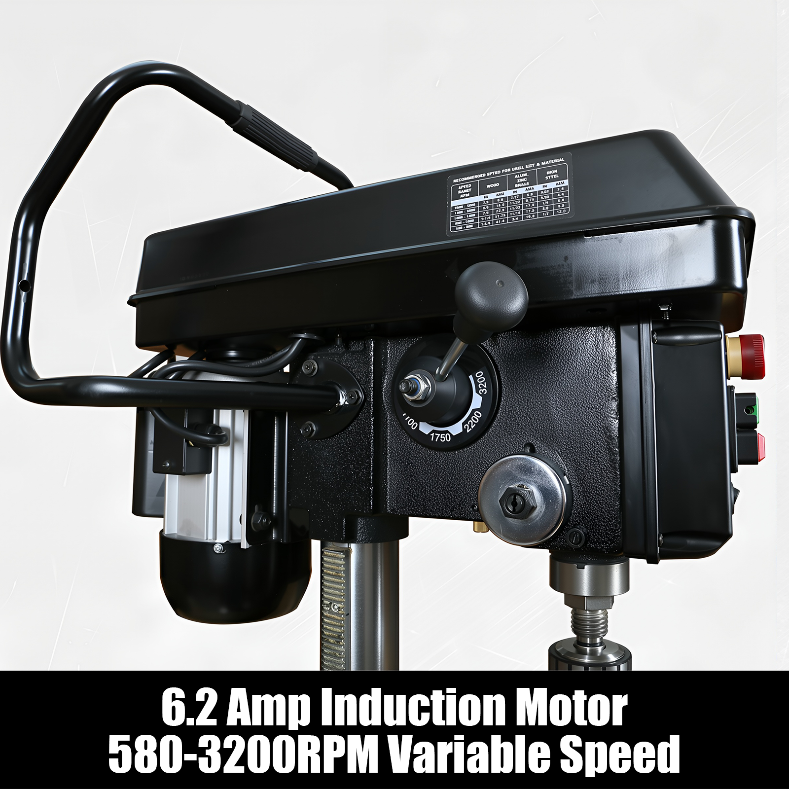 BUCKTOOL Drill Press and Wood Lathe Combo, 3/4HP 12" 6.2Amp 580-3200RPM Variable Speed Benchtop Drill Press and 12"x17" Wood Lathe