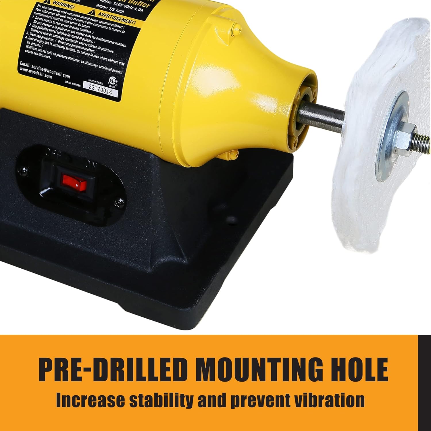 4.0A Bench Buffer Polisher, 6 Inch Jewelry Buffer Polishing Machine, 3450 RPM Bench Polisher TLG-150BGC-A