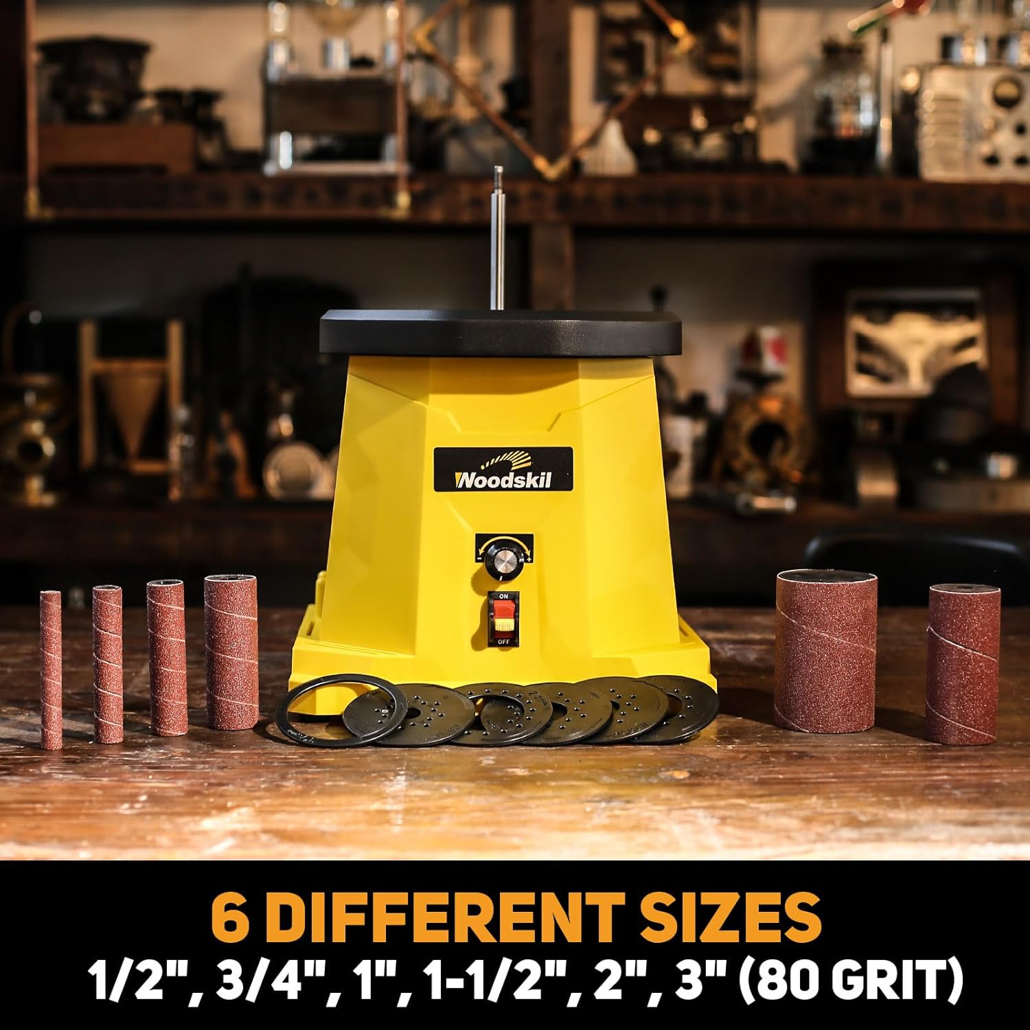 4A Variable Speed Oscillating Spindle Sander, 1000-1800RPM Variable Speed Spindle Sander OSM-1V