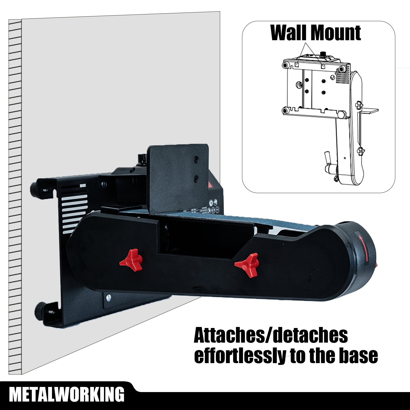 Bucktool Variable Speed 2×42 Inch Belt Sander for Knife Making and Metalworking, Adjustable Foot, Horizontal or Wall-Mountable BS242V