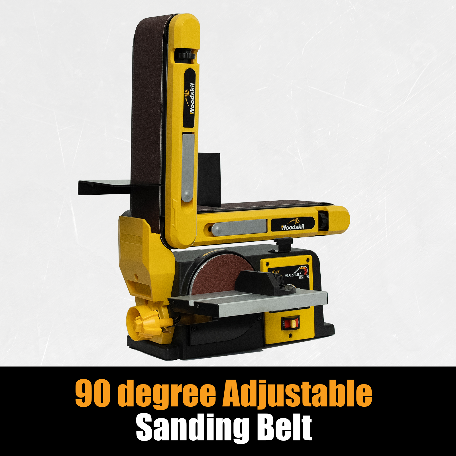 Woodskil Variable Speed, 3-Amp Belt & Disc Sander Combo, 4x36 in. Belt & 6 in. Disc Sander with 3/4HP Motor, Upgraded Model