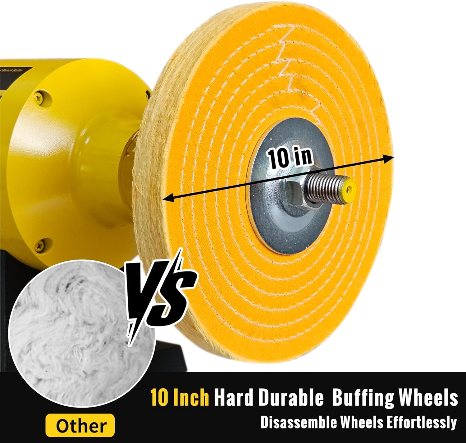 10 Inch Bench Buffer Polisher, Dual Speed 1750/3450RPM Electric Buffing Machine TDS-250BGDS