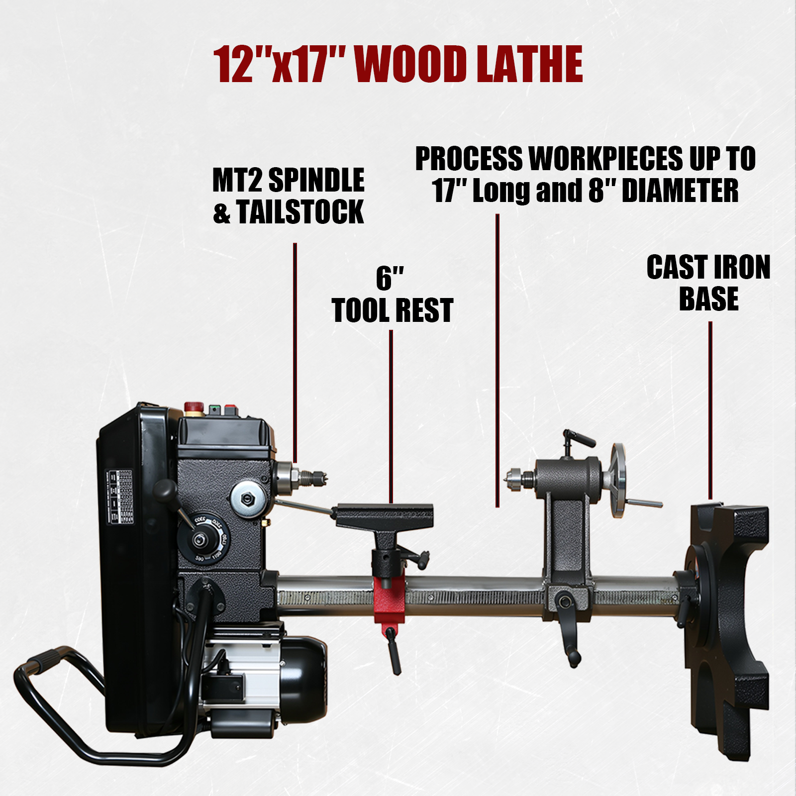 BUCKTOOL Drill Press and Wood Lathe Combo, 3/4HP 12" 6.2Amp 580-3200RPM Variable Speed Benchtop Drill Press and 12"x17" Wood Lathe