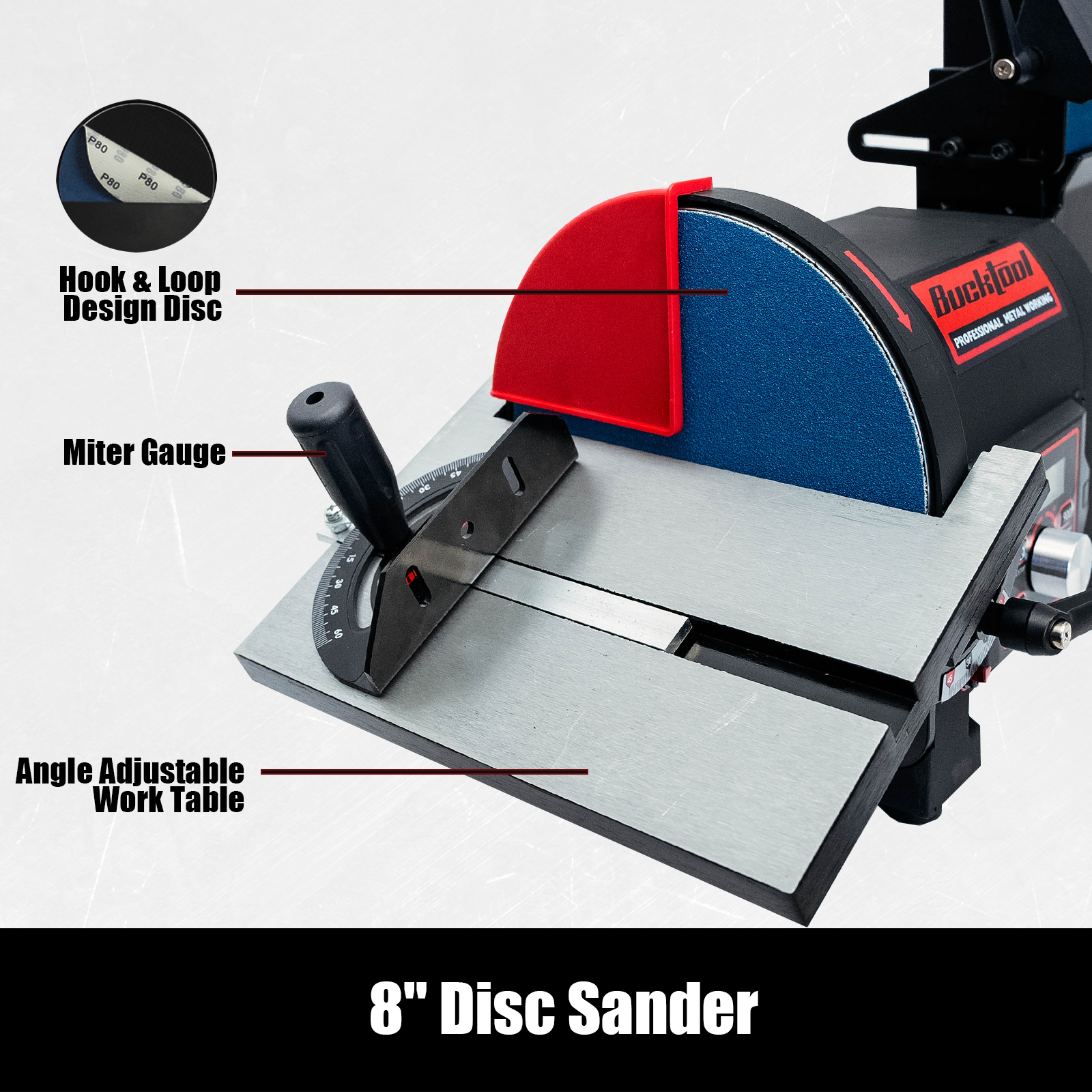 BUCKTOOL 1HP VFD Belt Disc Sander, 4x36 Inch Belt and 8 Inch Disc, 900-3600 RPM Variable Speed Benchtop Sander Combo BD4802IV