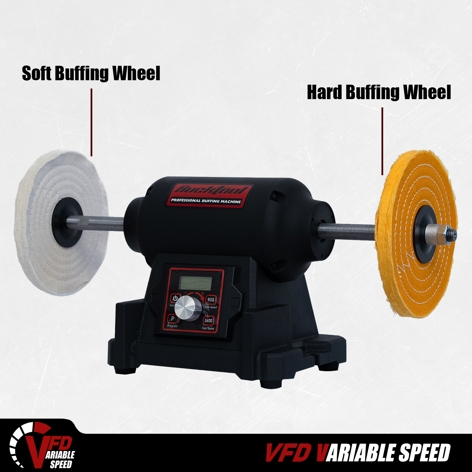 BUCKTOOL 1HP VFD Motor 8-Inch Variable Speed Bench Buffer Polisher TDS-I200VBG