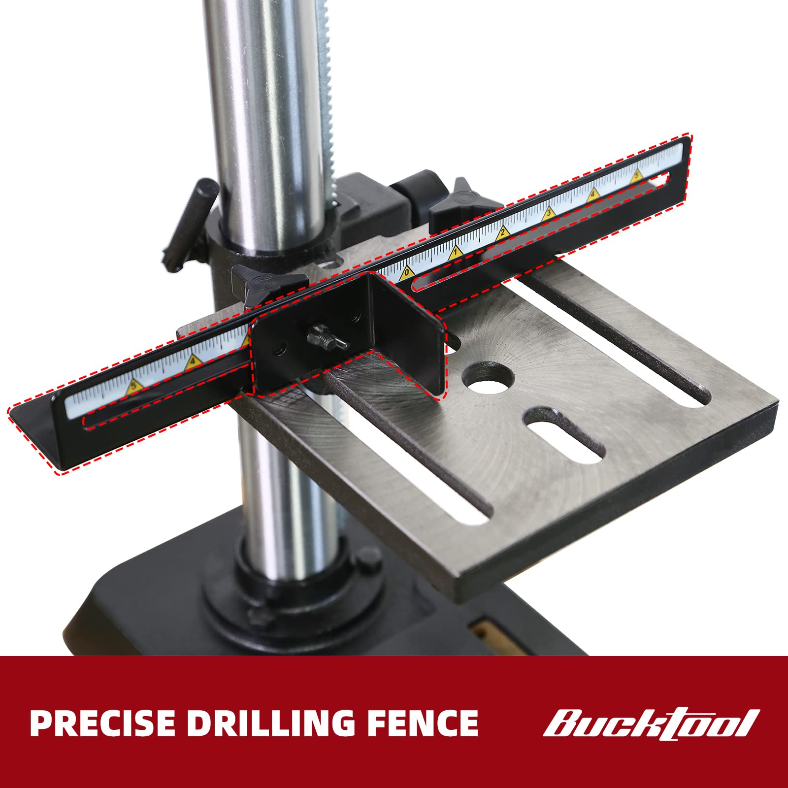 BUCKTOOL 10-Inch Drill Press 6.0 Amp 3/4 HP Bench Drill Press 5-Speed Benchtop Drilling Machine with LED Work Light