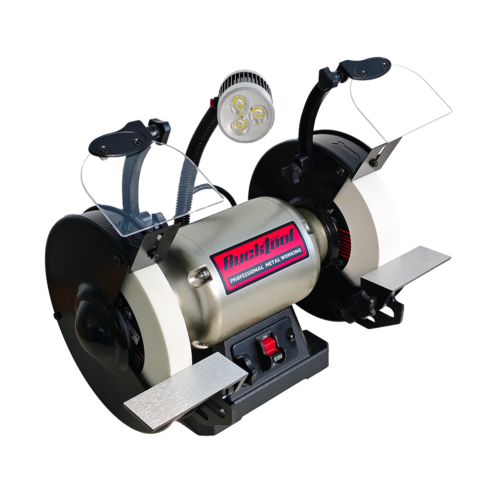 BUCKTOOL 8 Inch 3/4 HP Low-Speed Bench Grinder fit CBN Wheel Wobble-free Wheel