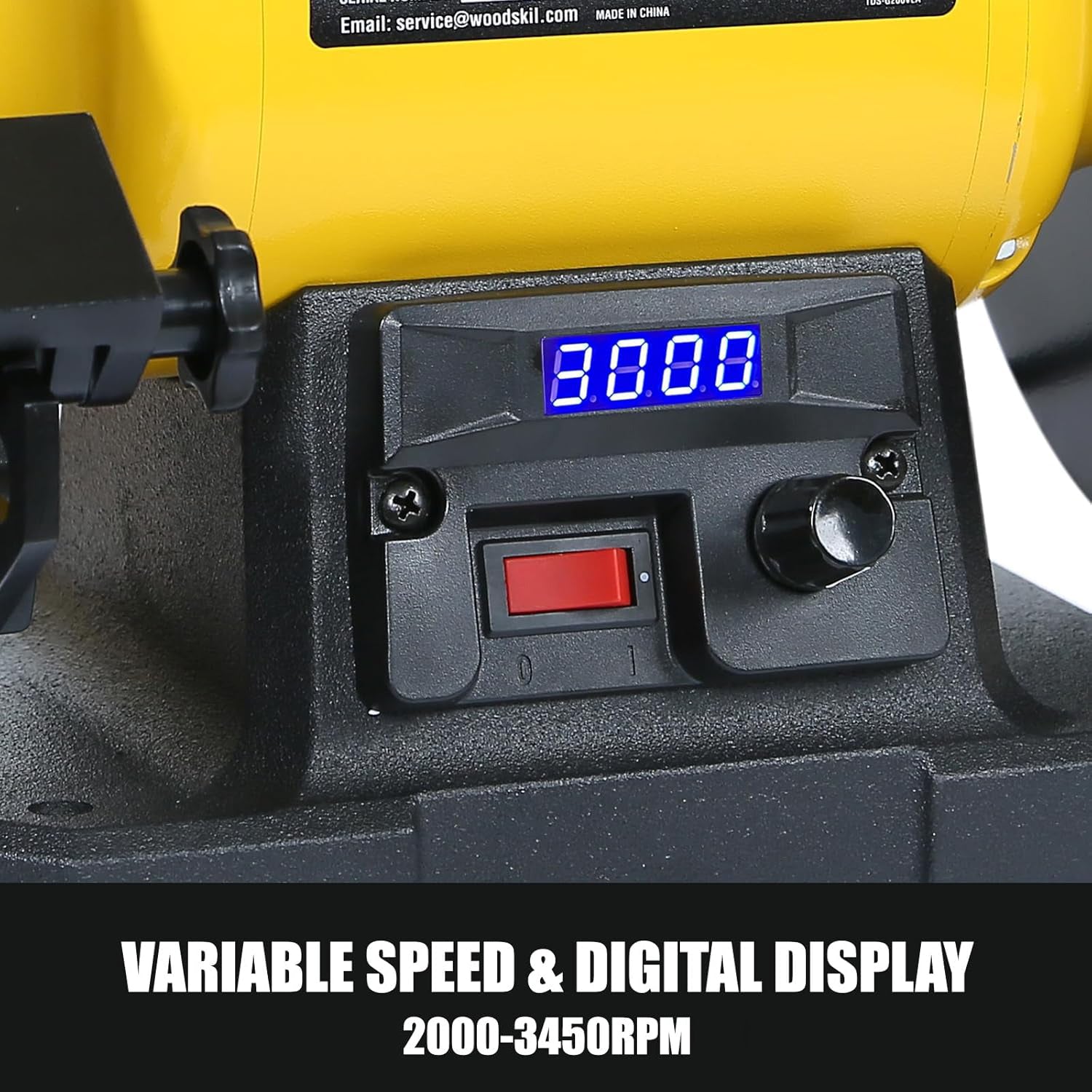 Digital Display 8 Inch Variable Speed Bench Grinder, 3/4HP 5.0 Amp Power Bench Grinder TDS-G200VLGA