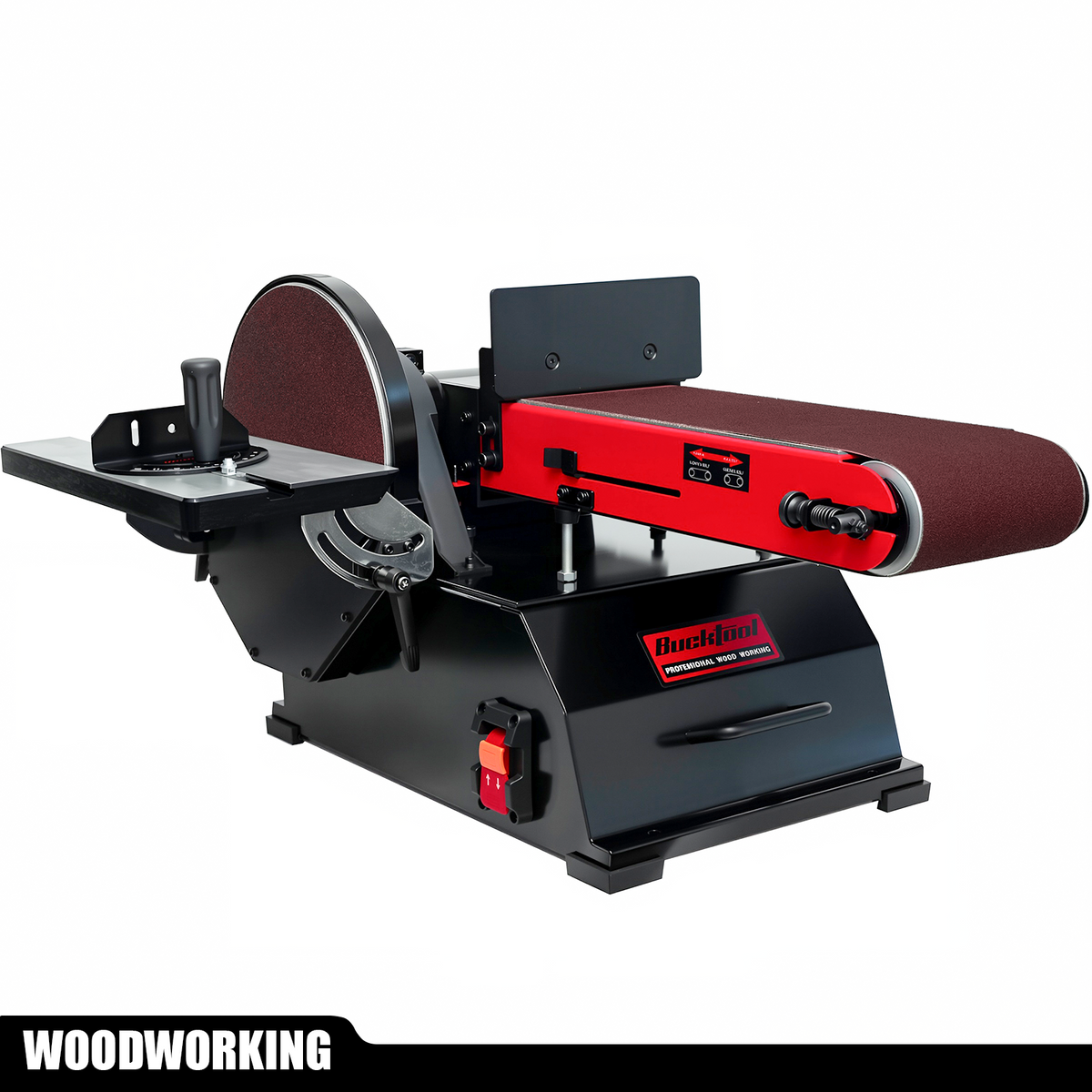 BUCKTOOL 1-1/2 HP Bench Belt Sander for Wood Working 6 in & 48 in Belt and 10 in Disc