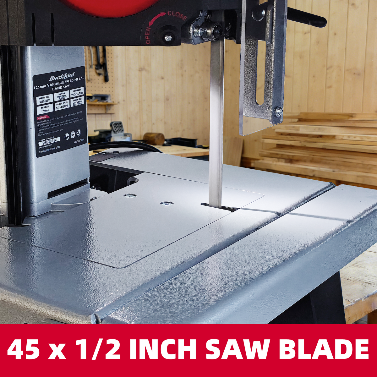 Bucktool 5" Variable Speed Metal Band Saw, 1.5HP 10A Benchtop Bandsaw with 137–472 FPM Speed Control, 5" Cutting Capacity, Adjustable Work Table & Extension Table for Metal Cutting