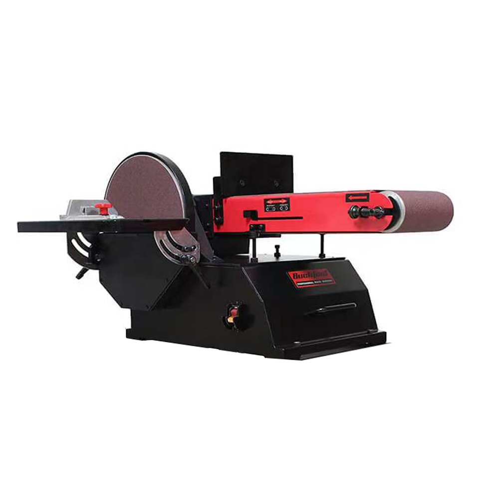 BUCKTOOL 1-1/2 HP Bench Belt Sander for Wood Working 6 in & 48 in Belt and 10 in Disc