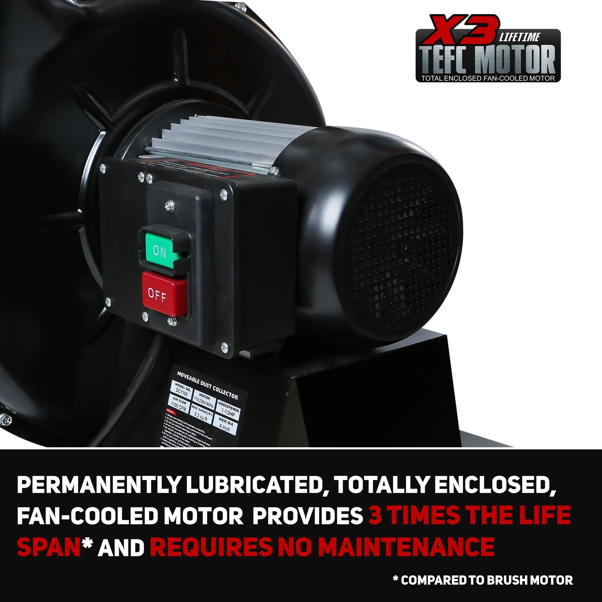 BUCKTOOL 1-1/2HP 1100 CFM Dust Collector for Woodworking with Movable Base - DC1100