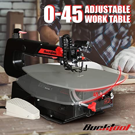 BUCKTOOL SSA16LVF 16 in. Variable Speed Scroll Saw with Steel Work Table