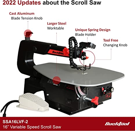 BUCKTOOL SSA16LVF 16 in. Variable Speed Scroll Saw with Steel Work Table