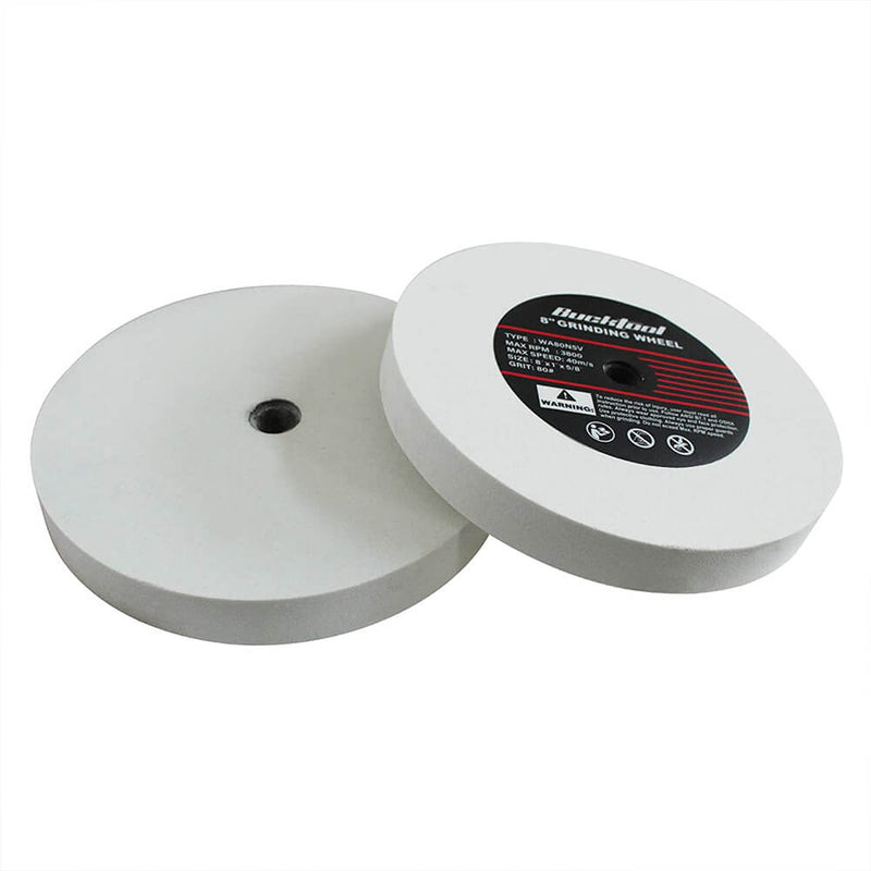 BUCKTOOL 8" White Aluminum Oxide Grinding Wheel 80-120 Grit