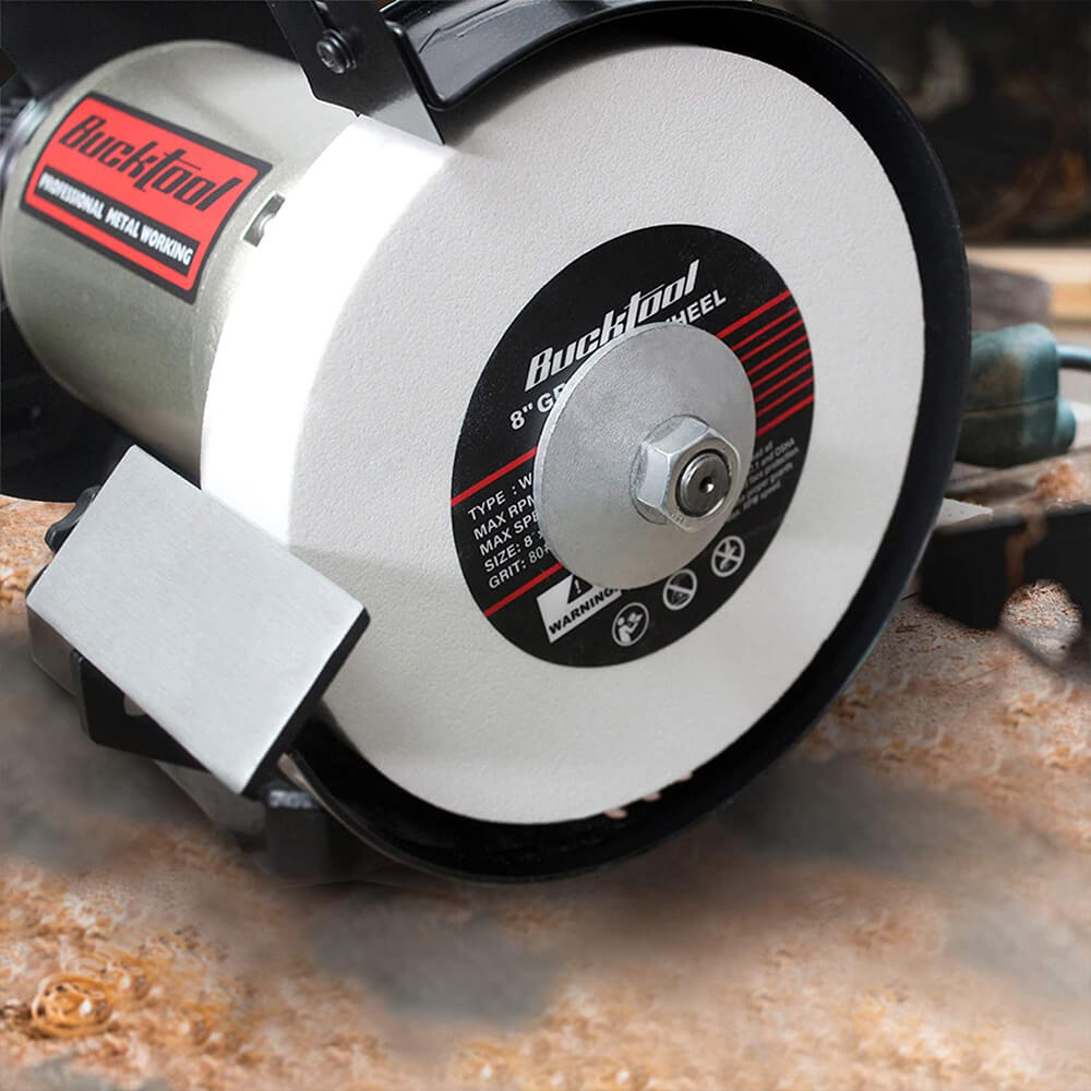 BUCKTOOL 8" White Aluminum Oxide Grinding Wheel 80-120 Grit