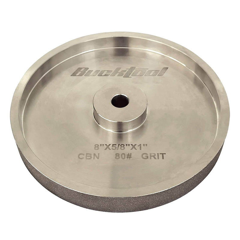 BUCKTOOL CBN Grinding Wheel, Sharpening Wheel, High Speed Steel Tools, 180Grit, 8Inch, 1" Wide, 5/8" Arbor