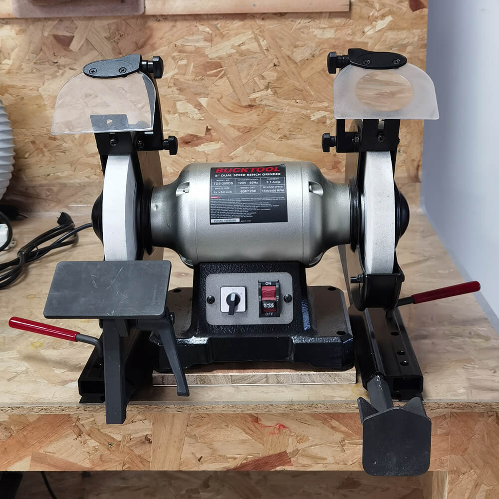 BUCKTOOL Bench Grinder and Buffer, 8-Inch Dual-Speed Professional Grinder with Low/High Speeds and Cast Iron Base, TDS-200DS