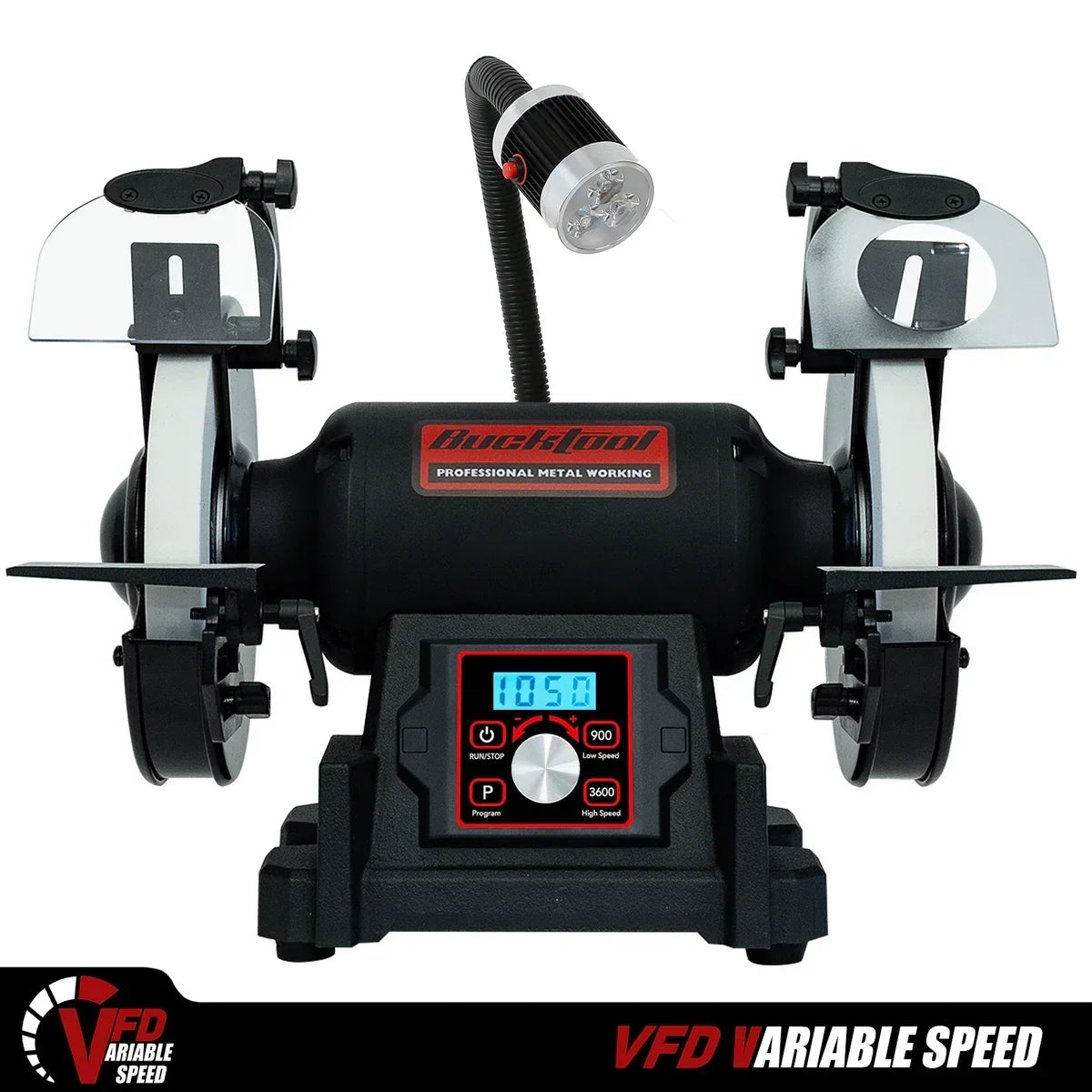 Bucktool 8-Inch VFD Variable Speed Bench Grinder: Precision Grinding for Knives, Metalworking, and More
