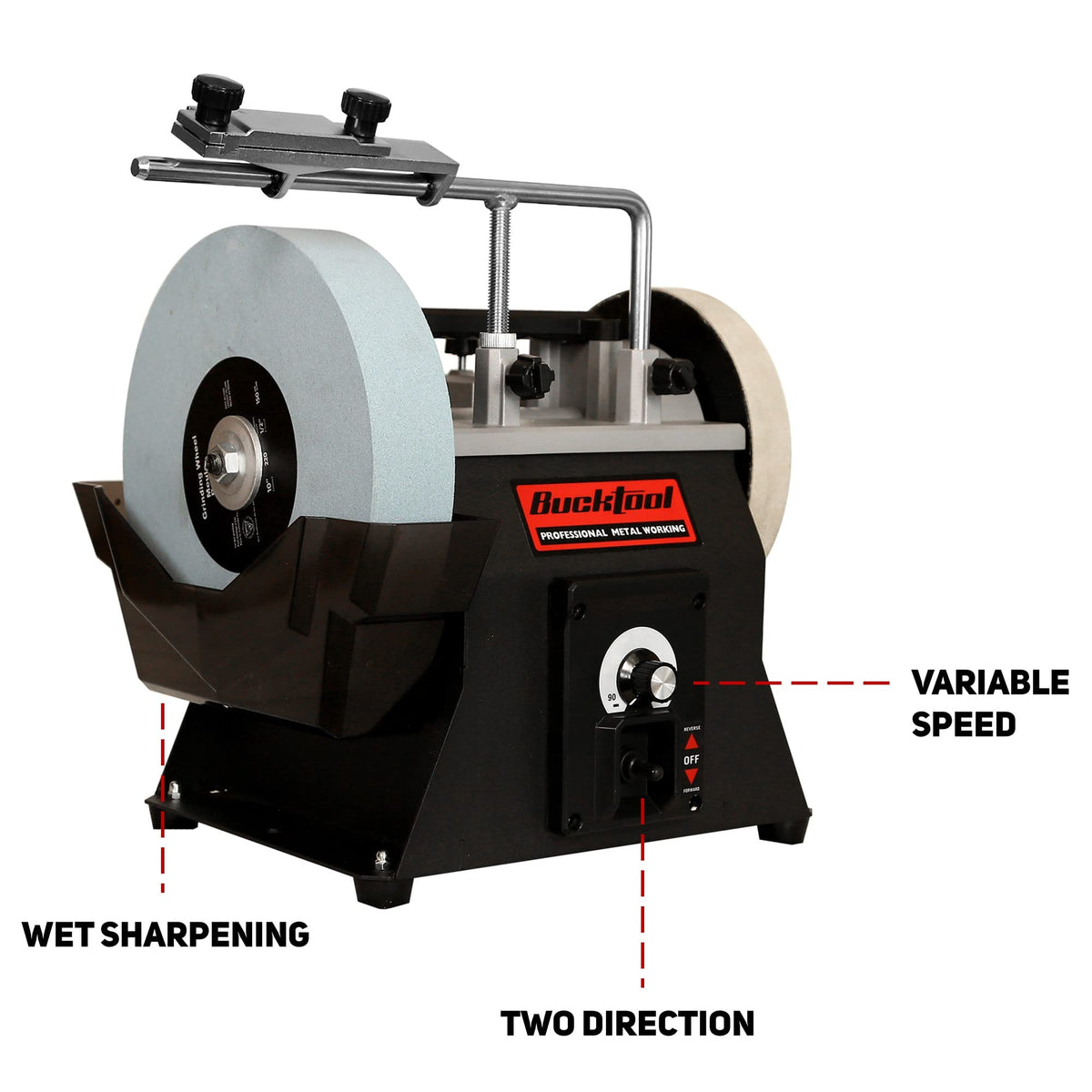 BUCKTOOL 10-Inch Variable Speed Sharpening System 1.2-Amp Two-Directio