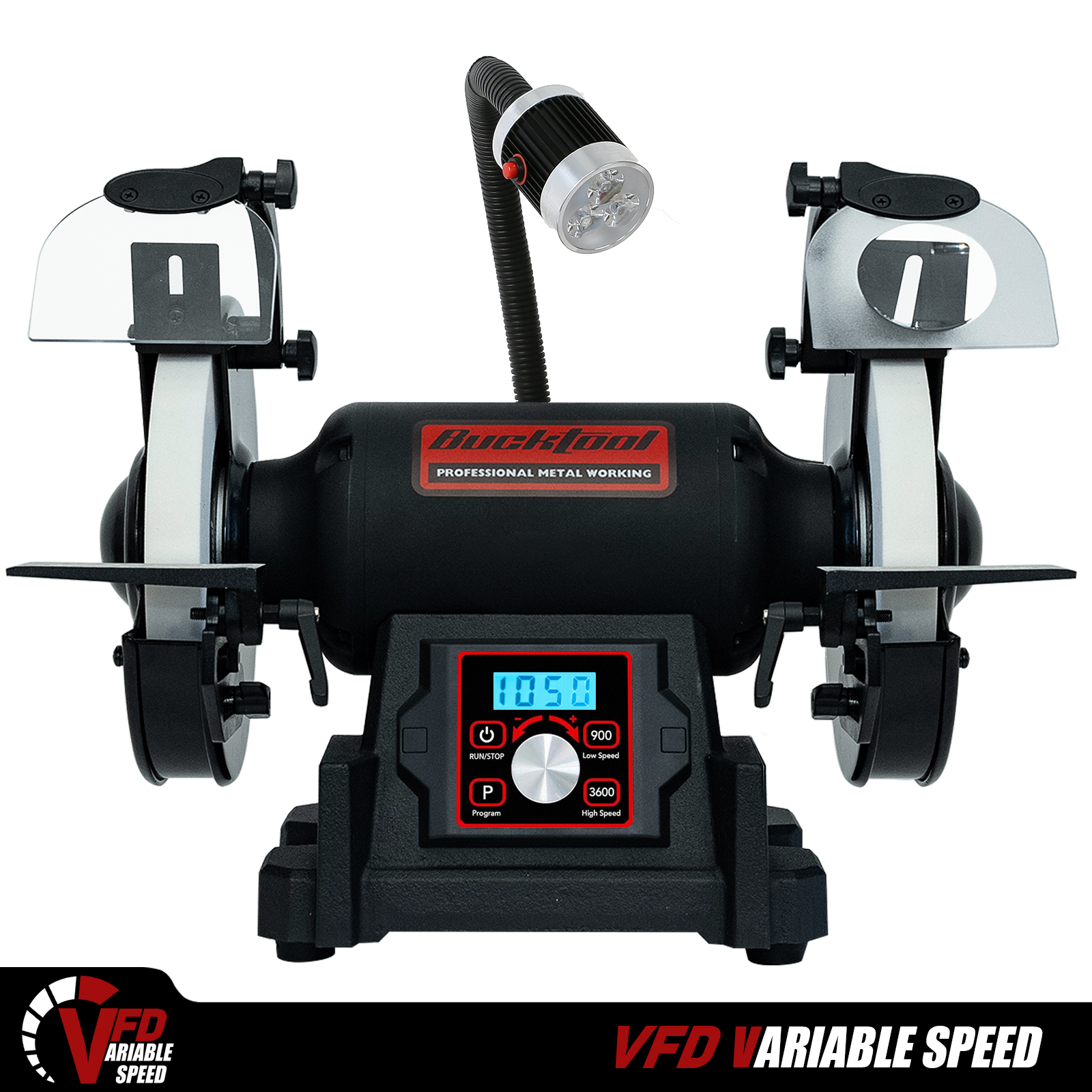 Bucktool 8" VFD 1HP Power Variable Speed Wobble-free Bench Grinder for Knife, Metalworking ‎TDS-I200VL