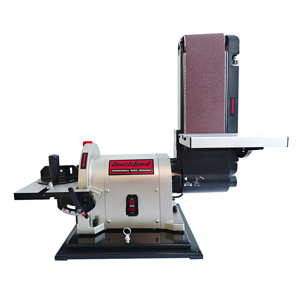BUCKTOOL 4″ x 36″ Belt Sander & 8″ Disc Bench Sander with 3/4 HP Direct-Drive Motor, Rotating Base & Dust Collection Kit for Woodworking