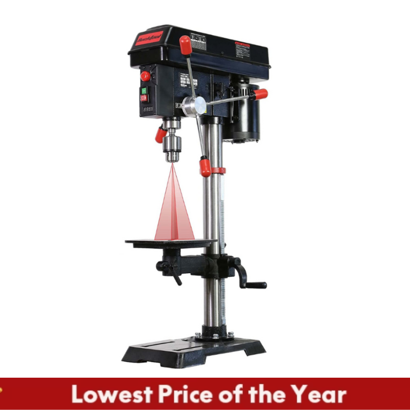 BUCKTOOL DP12VL 12-INCH 6.2-A Professional Bench Drill Press with IIIA Laser and Work Light