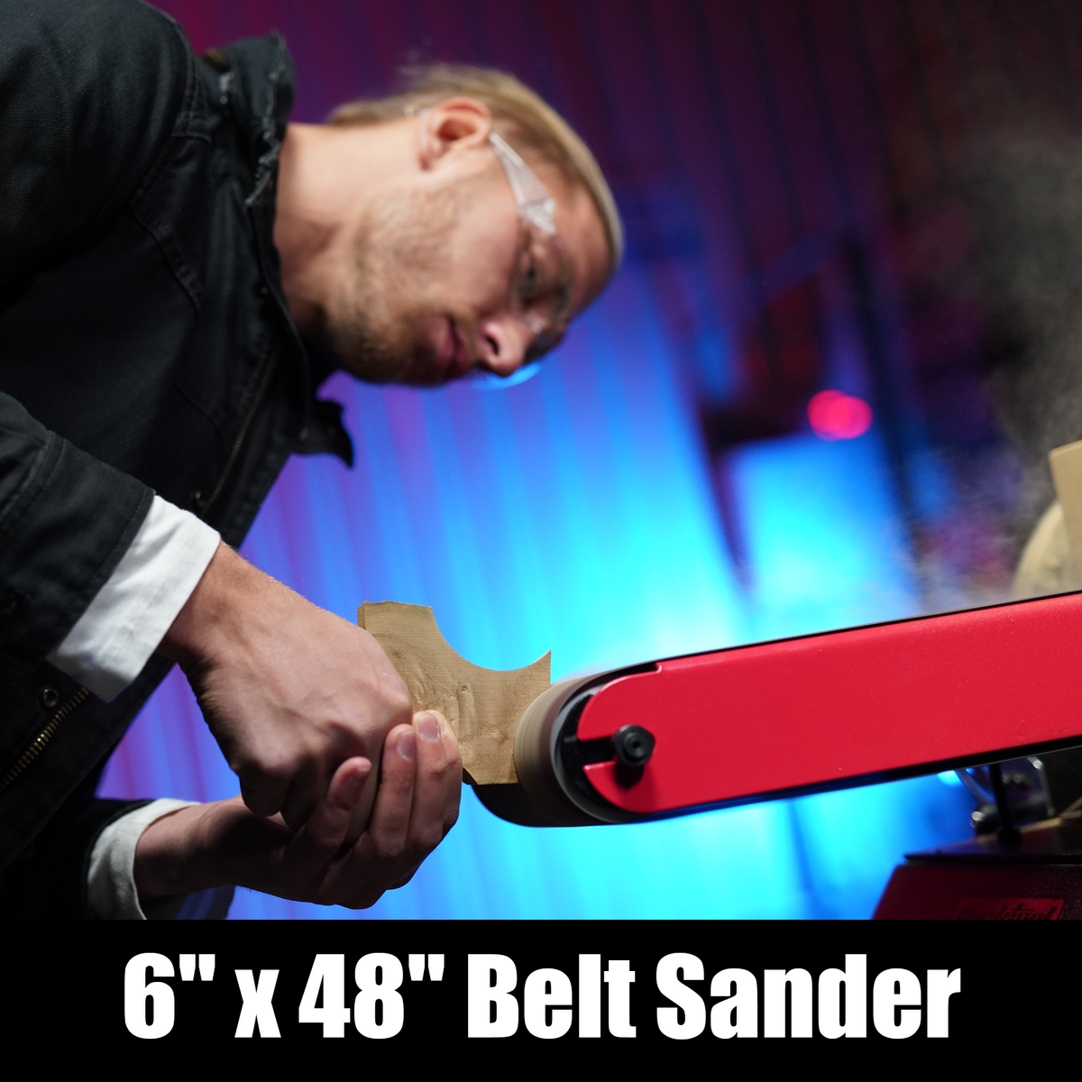BUCKTOOL 1-1/2 HP Bench Belt Sander for Wood Working 6 in & 48 in Belt and 10 in Disc