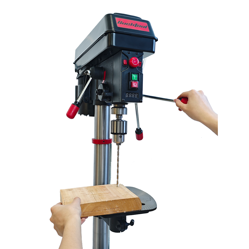 BUCKTOOL 12-Inch 6.2A Bench Drill Press, 3/4 HP Variable-Speed Benchtop Drill Press with Laser Guide and Work Light