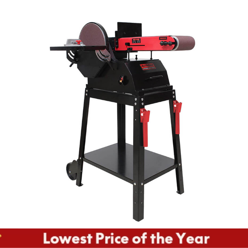 BUCKTOOL BD61000 Bench  6 in. x 48 in. Belt and 10 in. Disc Sander with 1.5 HP Motor and Stand