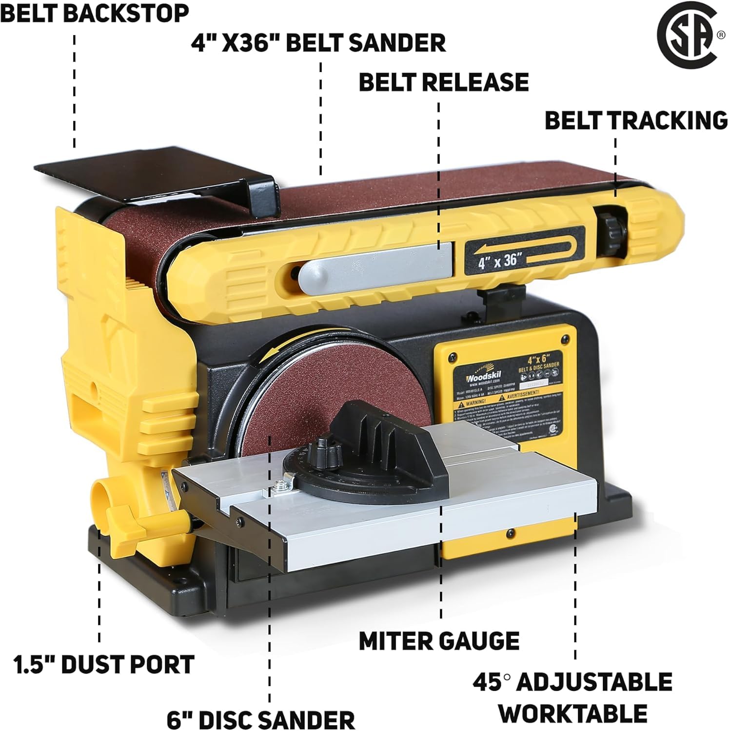 4.5-Amp 3/4HP Belt & Disc Sander Combo, 4x36 in. Belt & 6 in. Disc Sander MM491GLC-A