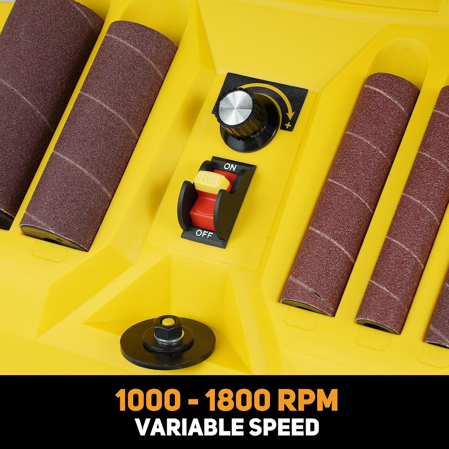 4A Variable Speed Oscillating Belt and Spindle Sander - 4x24" Belt, 5 Sanding Sleeves, 1000-1800RPM Adjustable Speed Control for Woodworking Projects OSM-2V