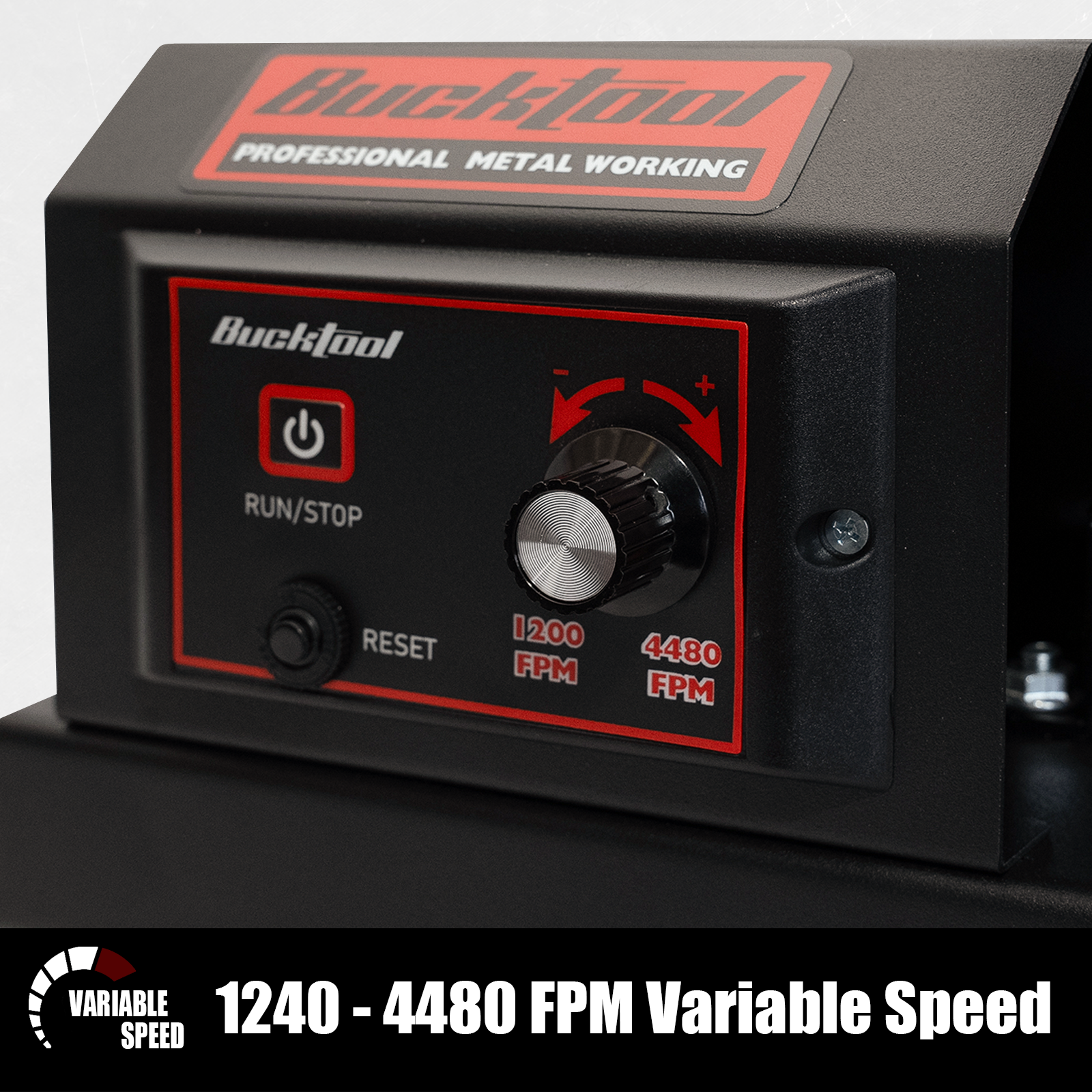 Bucktool Variable Speed 2×42 Inch Belt Sander for Knife Making and Metalworking, Adjustable Foot, Horizontal or Wall-Mountable BS242V