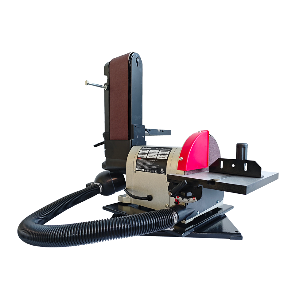 BUCKTOOL 4″ x 36″ Belt Sander & 8″ Disc Bench Sander with 3/4 HP Direct-Drive Motor, Rotating Base & Dust Collection Kit for Woodworking