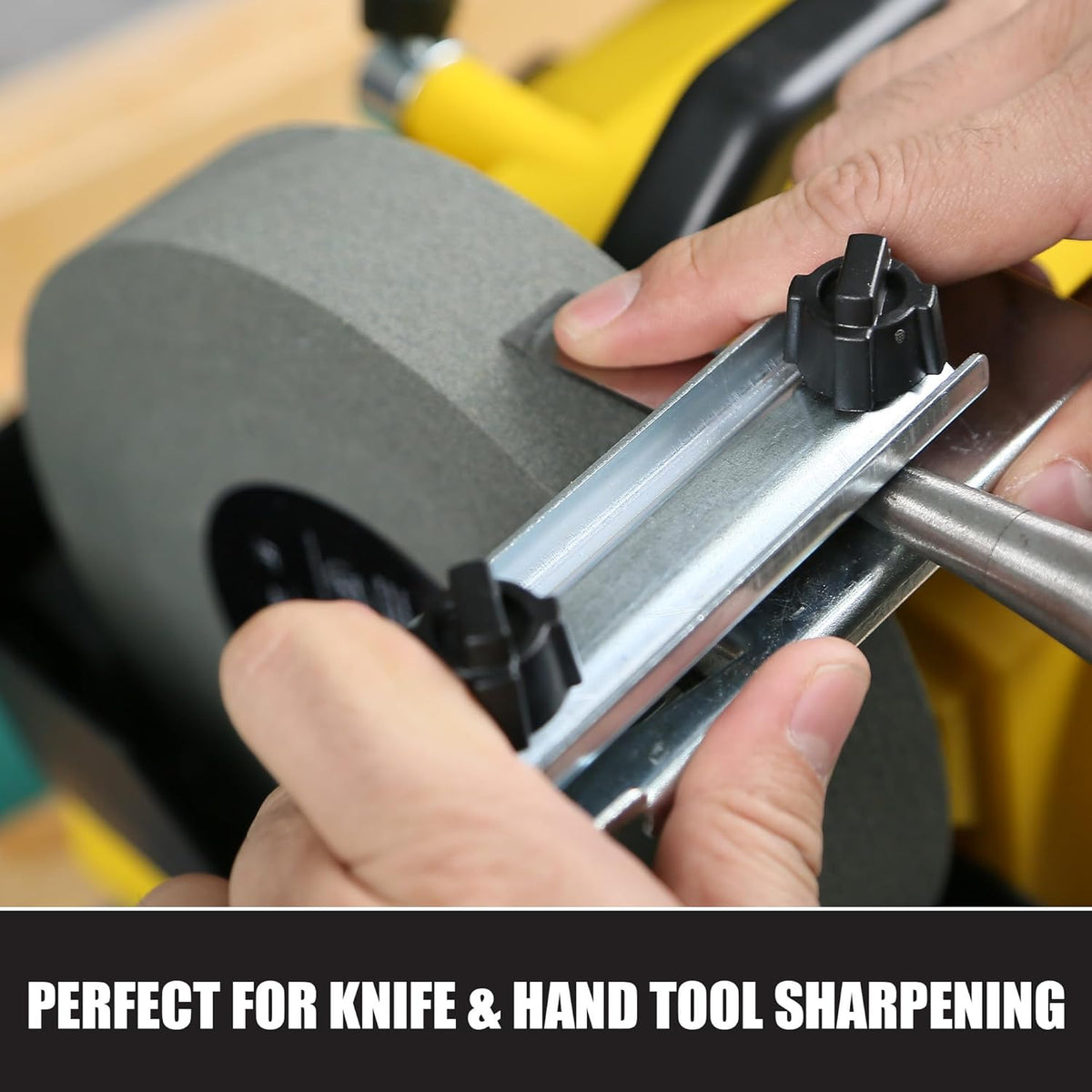 8" Low Speed Wet Sharpening System, 1.1Amp Water Cooled Sharpening Machine with Leather Stropping Wheel, 220 Grit Wheel, 135 RPM Wet Sharpener & Grinder for Knives, Blades, And Chisels