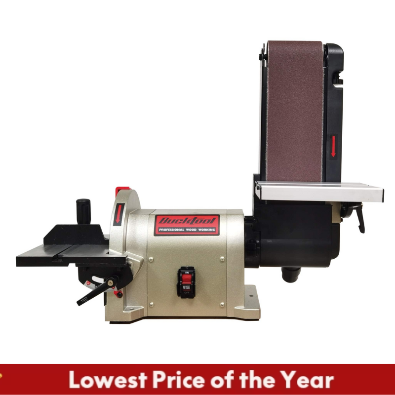 BUCKTOOL BD4801 Bench Belt Sander 4 in x 36 in Belt and 8 in | Direct-drive Motor