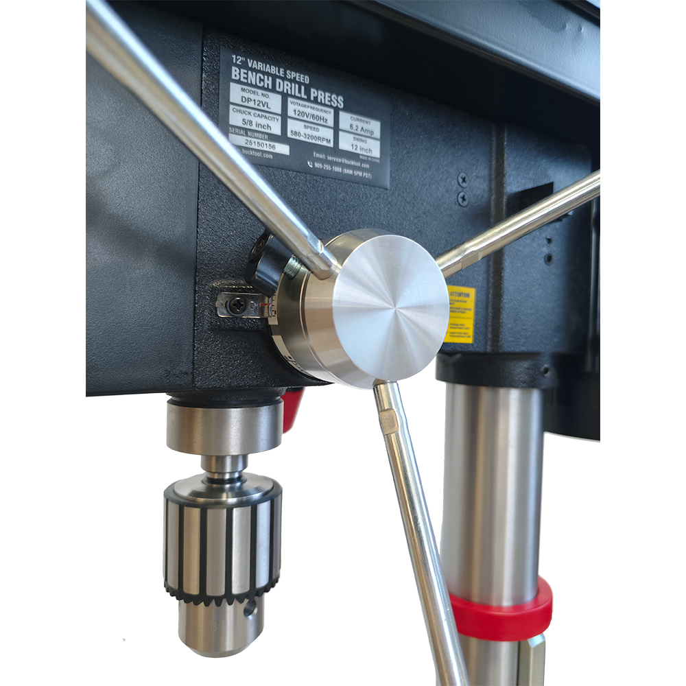 BUCKTOOL Bench Drill Press, 12-Inch, 6.2A, 3/4HP Variable Speed with Laser Guide and Work Light