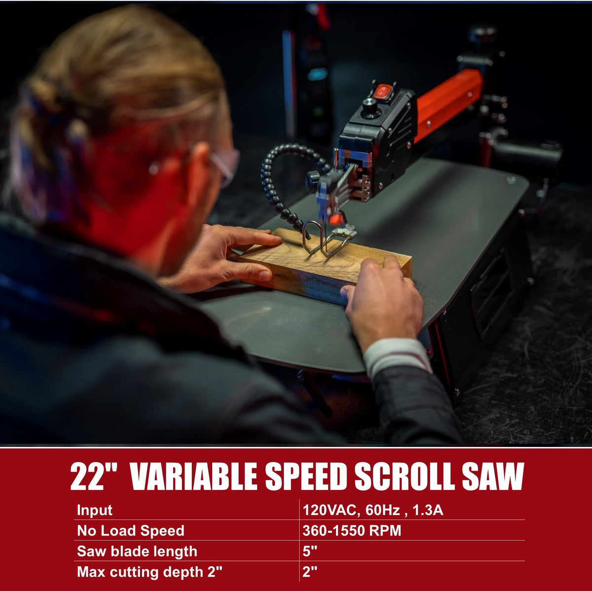 Bucktool 22 Inch Variable Speed Scrow Saw, 1.3A Scroll Saw for Woodwor