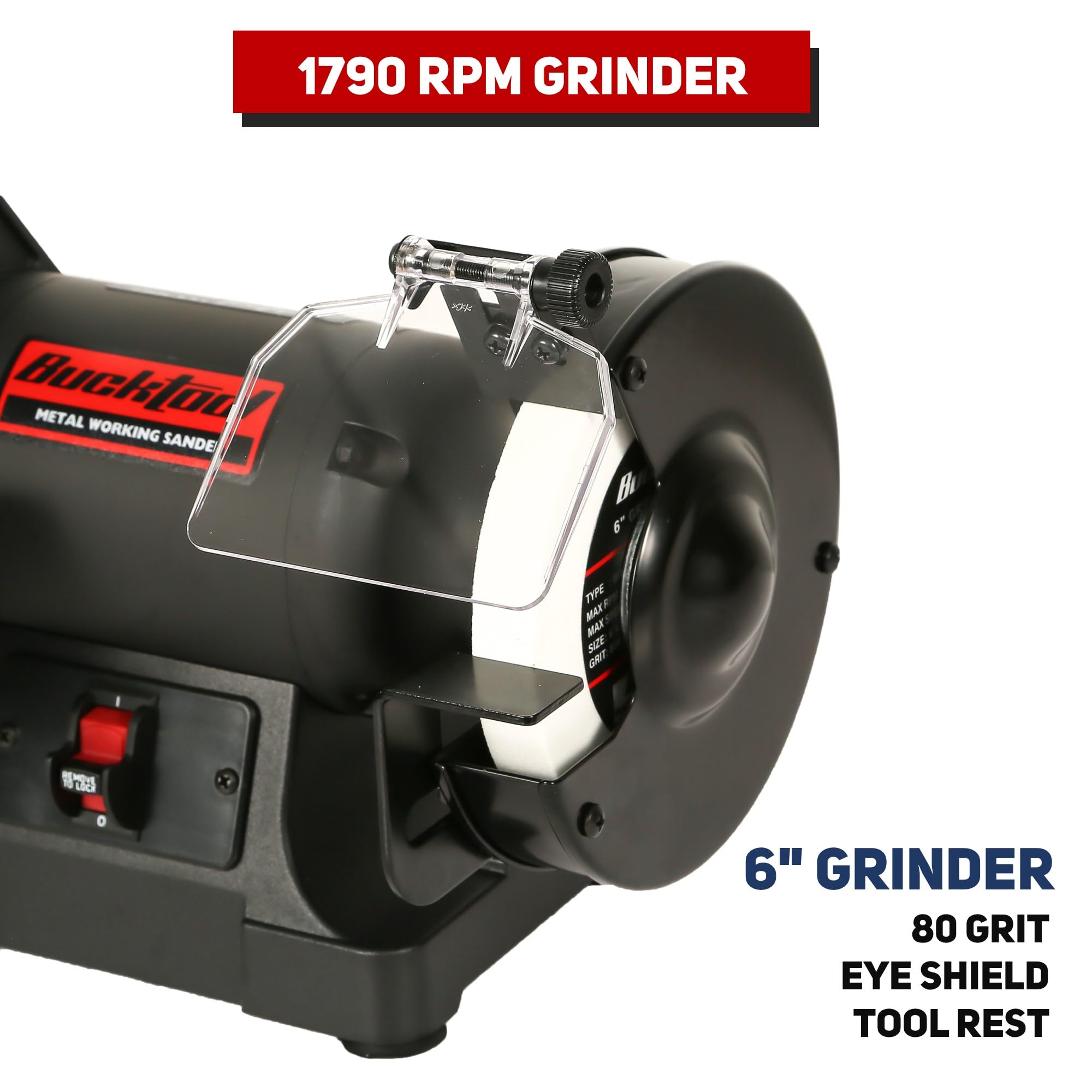 BUCKTOOL Bench Belt Grinder Combo, 1x30 inch Belt & 6 inch Grinder, 1/3 HP Low Speed Bench Belt Disc Sander Combo for Knife Making, Sharpening, Woodworking, Metalworking